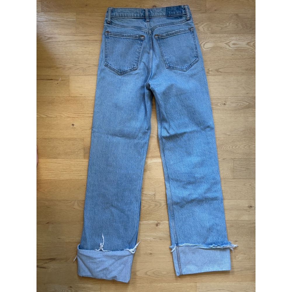 Abercrombie & Fitch 90s Relaxed Jean High Rise Light Blue Cuffed Hem 25 0 Mom - Picture 4 of 5